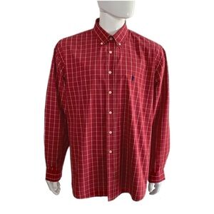 T.Harris Men’s Grid Plaid Burnt Sienna Gentlemen’s Fit Long Sleeve Button Down